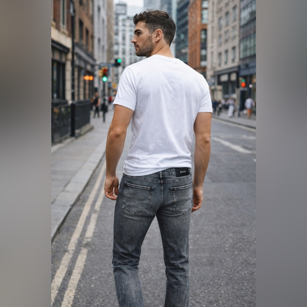 Boss Men's Black Acid Washed Slim Jeans - 32/20